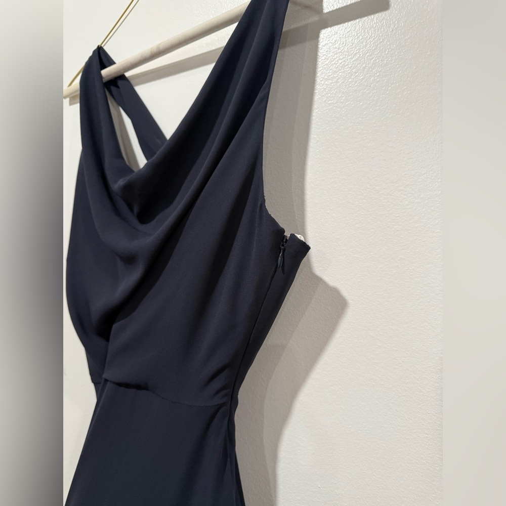 Halston Heritage Maxi Dress Crepe Evening Gown Draped Cowl Neck - Picture 6 of 9